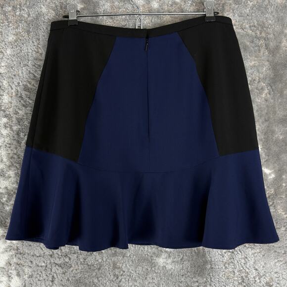 H&M Size 10 Colorblock Casual Stretch Mini A Line Skirt Navy Black Zip - Picture 3 of 9
